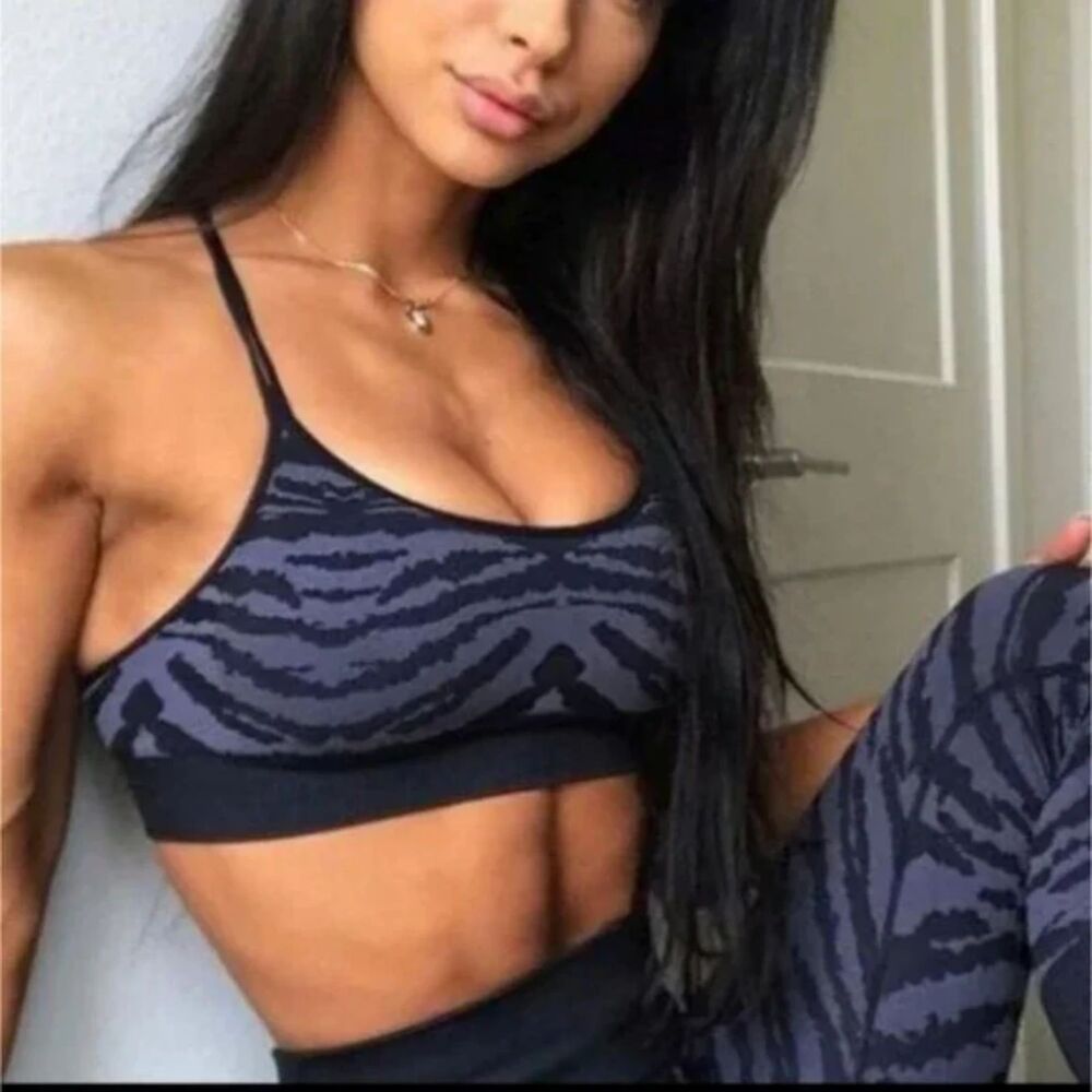 Bombshell Sportswear inspired seamless Zebra Print Sports Bra | Size XS